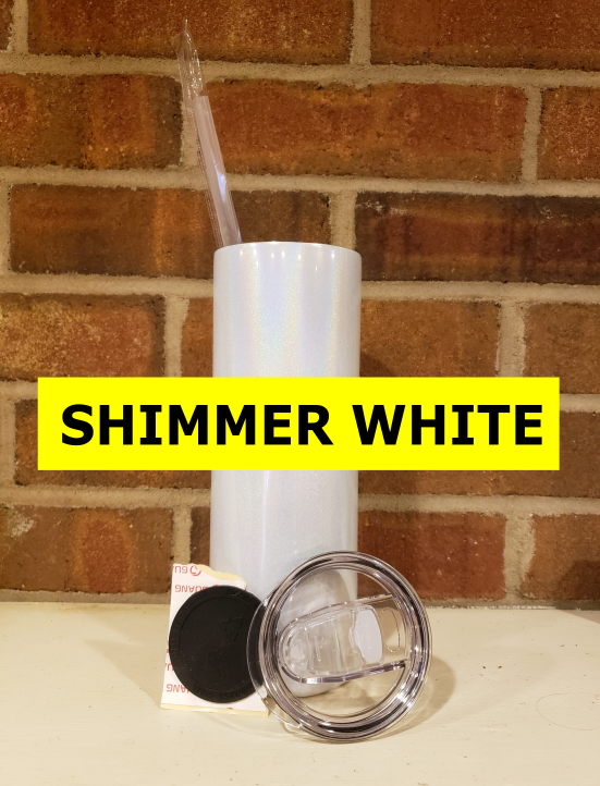 Shimmer white straight 20oz skinny tumbler - Sublimation Ready
