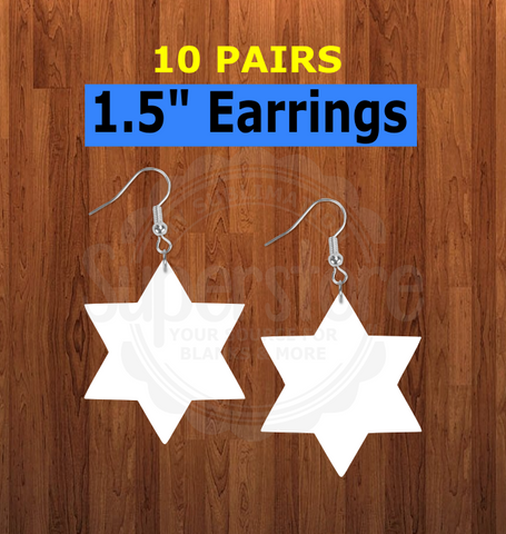 Star of David earrings size 1.5 inch - BULK PURCHASE 10pair