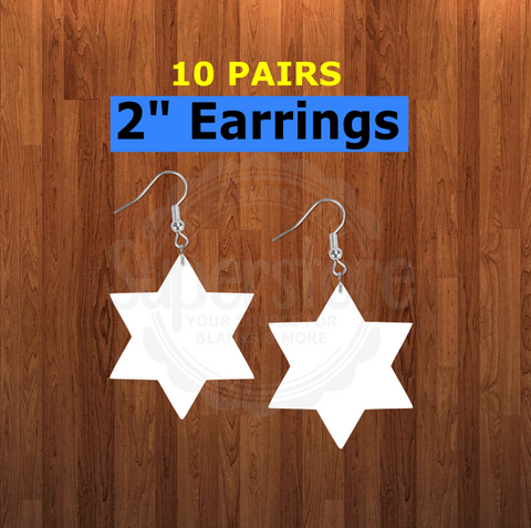 Star of David earrings size 2 inch - BULK PURCHASE 10pair