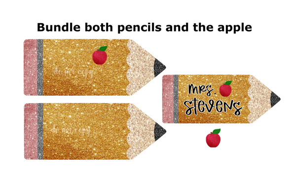 (Instant Print) Digital Download - Glitter Pencil Bundle 2 pencils and a apple - made for our  blanks