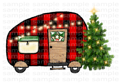 (Instant Print) Digital Download - Christmas plaid camper