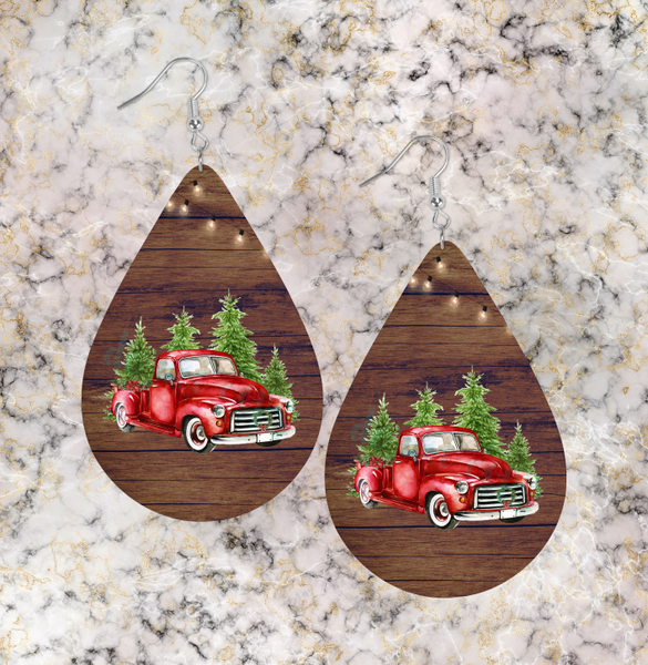 (Instant Print) Digital Download - 4pc Tear drop red truck earring Bundle for our sublimation earrings