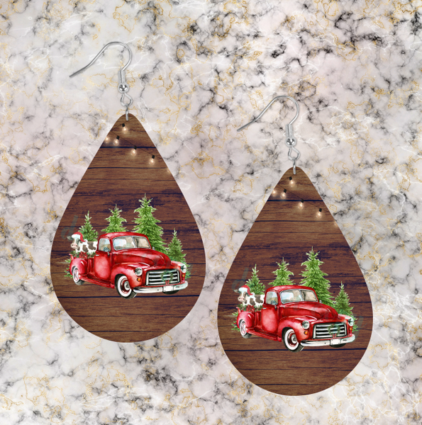 (Instant Print) Digital Download - 4pc Tear drop red truck earring Bundle for our sublimation earrings