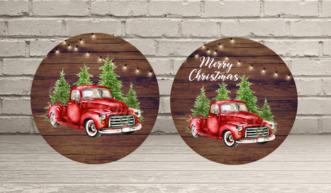 (Instant Print) Digital Download - 2pc Red truck round Bundle for our  blanks