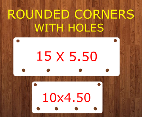 ROUNDED - Rectangle bar WITH holes (4 Bottom holes) - 2 sizes -  Sublimation Blank MDF Single Sided