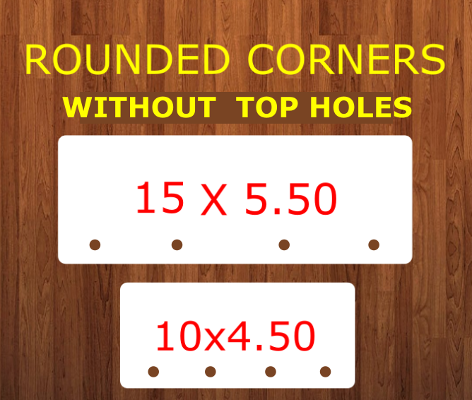 ROUNDED - Rectangle bar WITHOUT top holes (4 Bottom holes) - 2 sizes -  Sublimation Blank MDF Single Sided