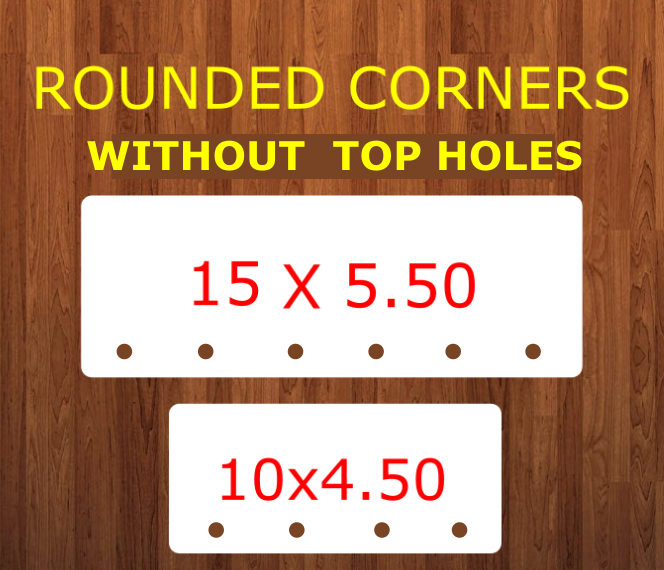 ROUNDED - Rectangle bar WITHOUT top holes (6 Bottom holes) - 2 sizes -  Sublimation Blank MDF Single Sided