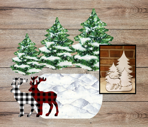 Digital download ( Instant Print ) 6pc Deer and tree table top set - made for our blanks