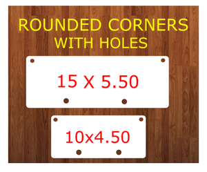 ROUNDED - Rectangle bar WITHOUT top holes (2 Bottom holes) - 2 sizes -  Sublimation Blank MDF Single Sided