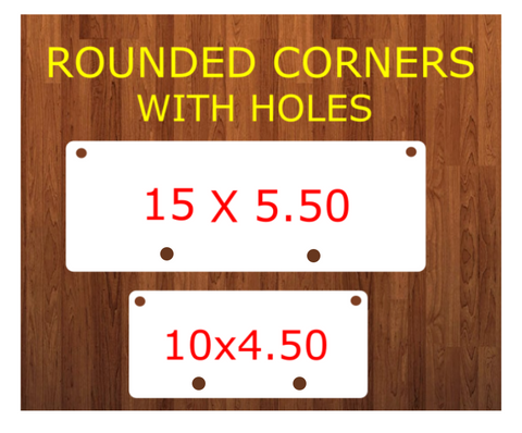 ROUNDED - Rectangle bar WITHOUT top holes (2 Bottom holes) - 2 sizes -  Sublimation Blank MDF Single Sided