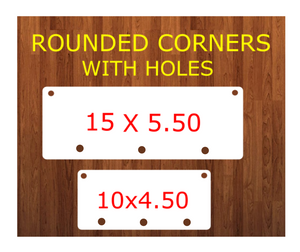 ROUNDED - Rectangle bar WITHOUT top holes (3 Bottom holes) - 2 sizes -  Sublimation Blank MDF Single Sided