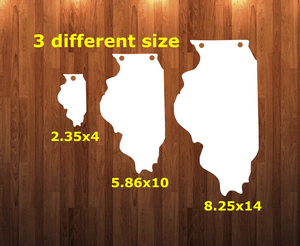 Illinois State Hanger- 3 different sizes use drop down bar -  Sublimation Blank MDF Single & Double Sided