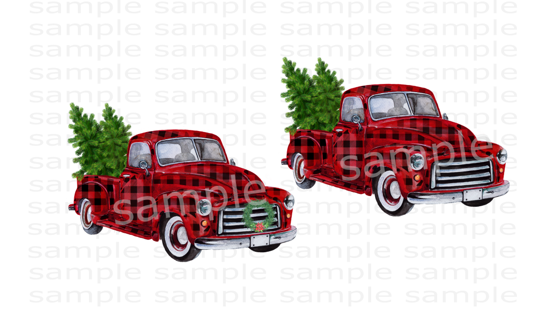 (Instant Print) Digital Download - 2pc Bundle Red with black plaid trucks