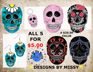 (Instant Print) Digital Download - 5 Skull designs - made for our blanks