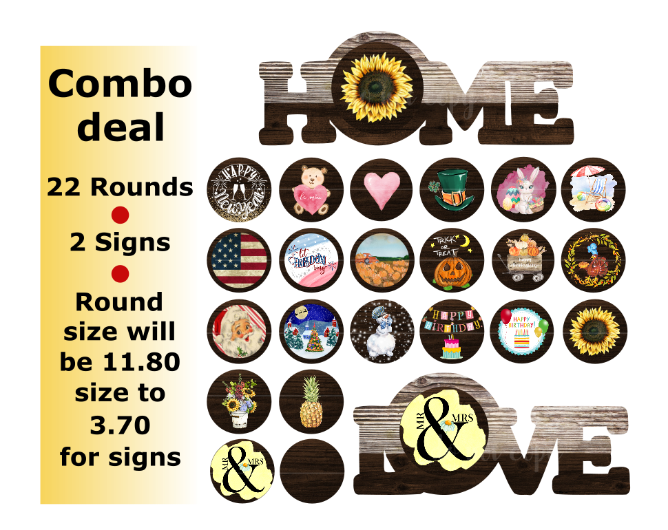 (Instant Print) Digital Download - Home and Love combo set 24 pieces - made for our blanks