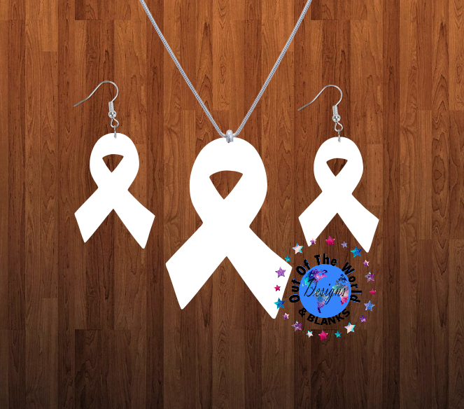 Cancer ribbon necklace sets- you get 10 sets - BULK PURCHASE 10pair earrings and 10pc necklace