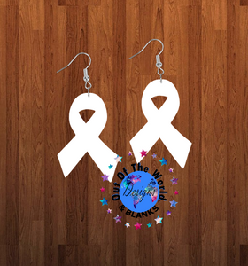 Cancer ribbon earrings size 2 inch - BULK PURCHASE 10pair