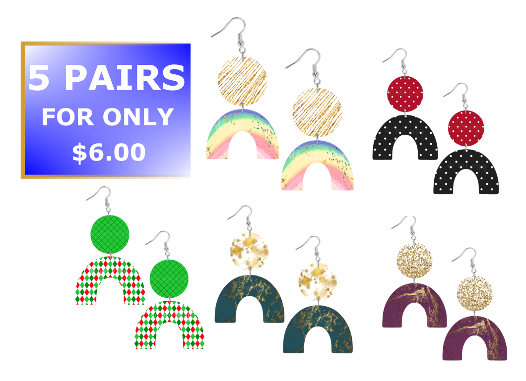 (Instant Print) Digital Download - Rainbow 5pc earring bundle set - made for our blanks
