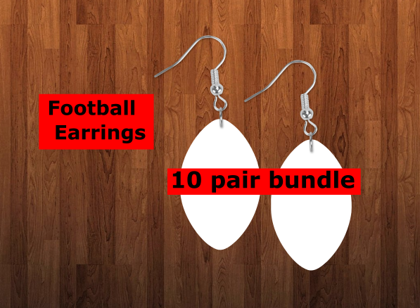 Football earrings size 1.5 inch - BULK PURCHASE 10pair