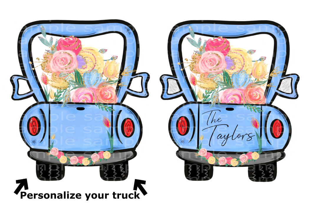 (Instant Print) Digital Download - Truck with floral -  design made for MDF  blanks
