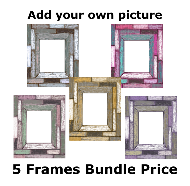 (Instant Print) Digital Download - Bundle set of five wood frames