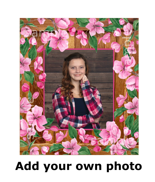 (Instant Print) Digital Download - Wood frame with pink floral