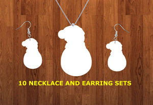 Snowman with beanie necklace sets- you get 10 sets - BULK PURCHASE 10pair earrings and 10pc necklace