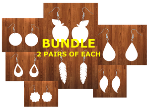 Bundle earrings size 1.5 inch - BULK PURCHASE 14pairs - 2 of each design