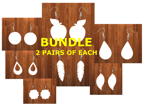 Bundle earrings size 2 inch - BULK PURCHASE 14pairs - 2 of each design