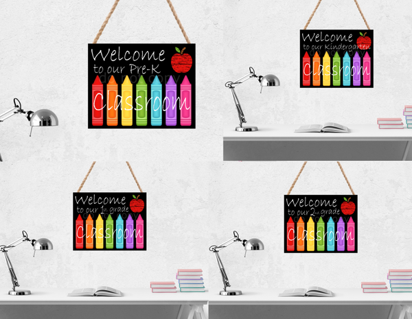 (Instant Print) Digital Download - Welcome to our classroom bundle 4pc with mockups  , made for our MDF blanks