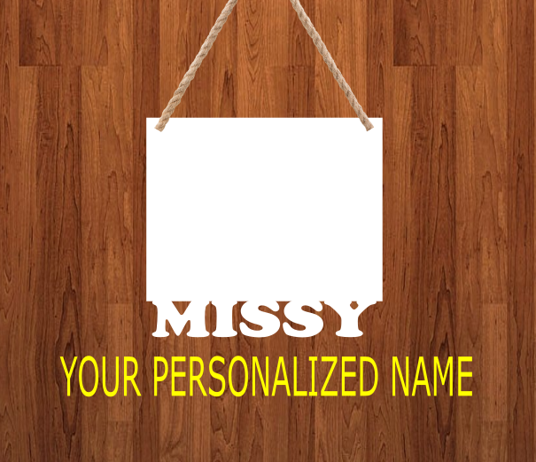 Your personalized NAME on the bottom of the frame hanging with holes - 3 different sizes use drop down bar -  Sublimation Blank MDF Single Sided