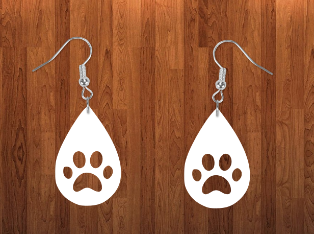 Paw tear drop earrings size 1.5 inch - BULK PURCHASE 10pair