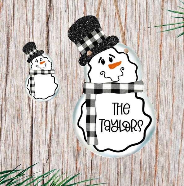 (Instant Print) Digital Download - Black plaid snowman with top hat