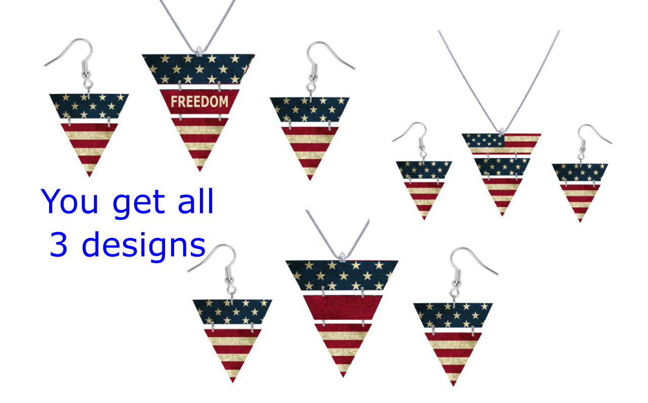 (Instant Print) Digital Download -  Flag bundle set for the triangle necklace and earrings  - Made for our MDF blanks