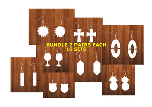 Bundle earrings size 1.5 inch - BULK PURCHASE 16pairs - 2 of each design