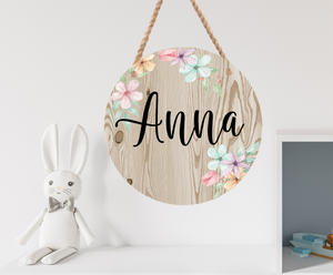 (Instant Print) Digital Download - Wood and floral round (add your own name)