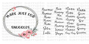 (Instant Print) Digital Download - Made just for (add your name or a pre-made name, you get 30) snuggles