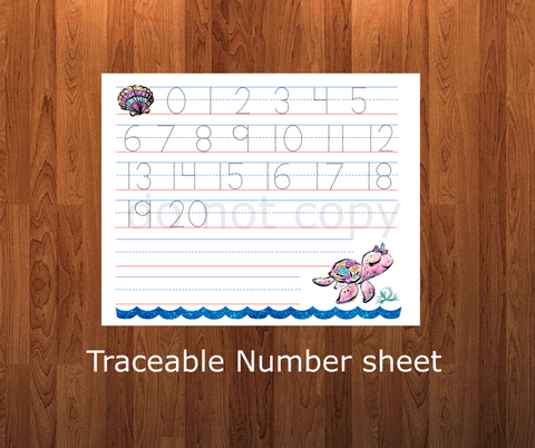 (Instant Print) Digital Download - Turtle number traceable sheet dry erase