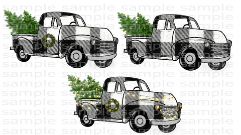 (Instant Print) Digital Download - Black plaid 3pc bundle trucks