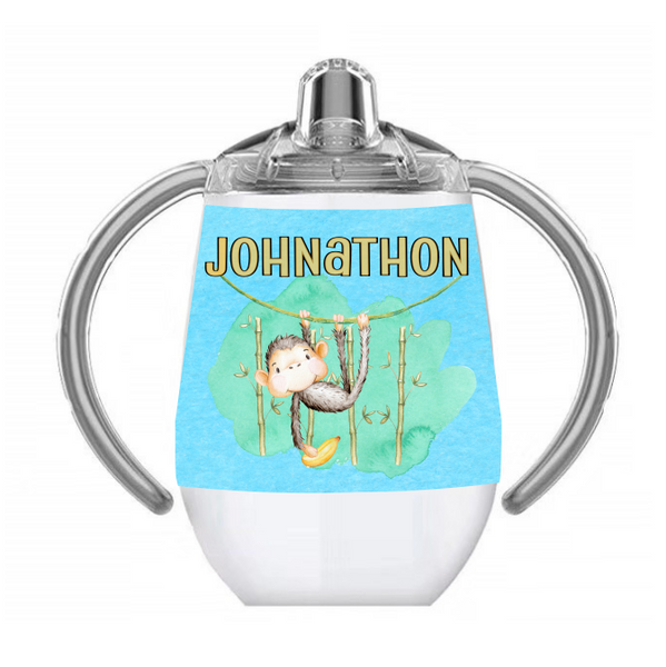 (Instant Print) Digital Download - Personalize your sippy cup monkey Designs , made for our sippy cups