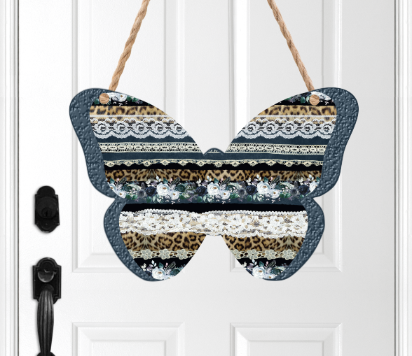 (Instant Print) Digital Download - Blue, lace and cheetah butterfly