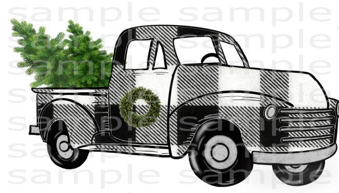 (Instant Print) Digital Download - Black plaid truck with trees