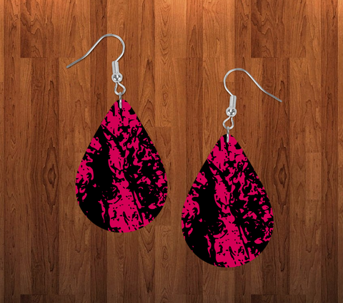 (Instant Print) Digital Download - Hot pink- black  tear drop earring - Made for our sublimation blanks
