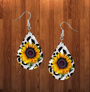 (Instant Print) Digital Download - Sunflower tear drop earring - Made for our sublimation blanks