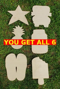 11 inch Wood 6pc Bundle Blanks For Painting