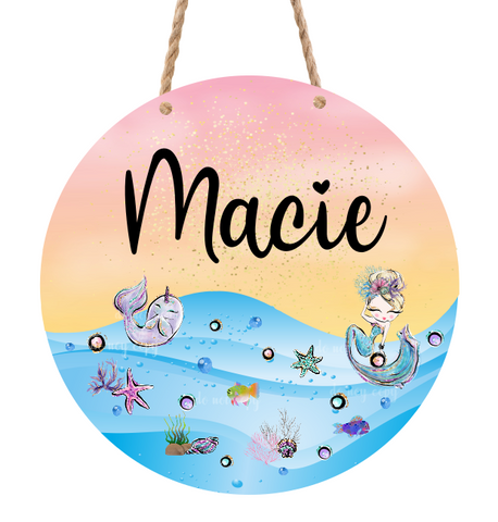 (Instant Print) Digital Download -  Add you own name mermaid round