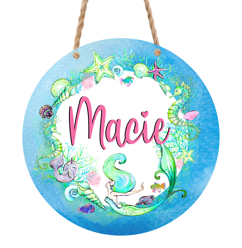 (Instant Print) Digital Download -  Add you own name mermaid round