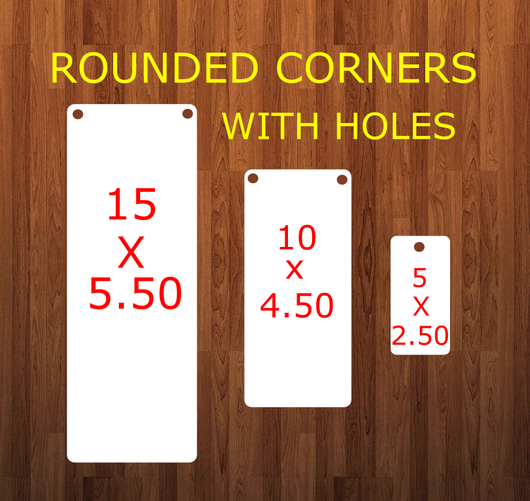 ROUNDED - Rectangle WITH holes - 3 sizes -  Sublimation Blank MDF Single Sided