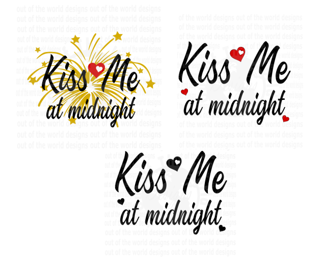 Kiss me at midnight bundle 3 designs (Instant Print) Digital Download