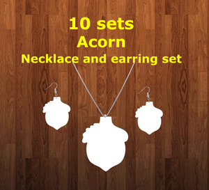 Acorn necklace sets- you get 10 sets - BULK PURCHASE 10pair earrings and 10pc necklace